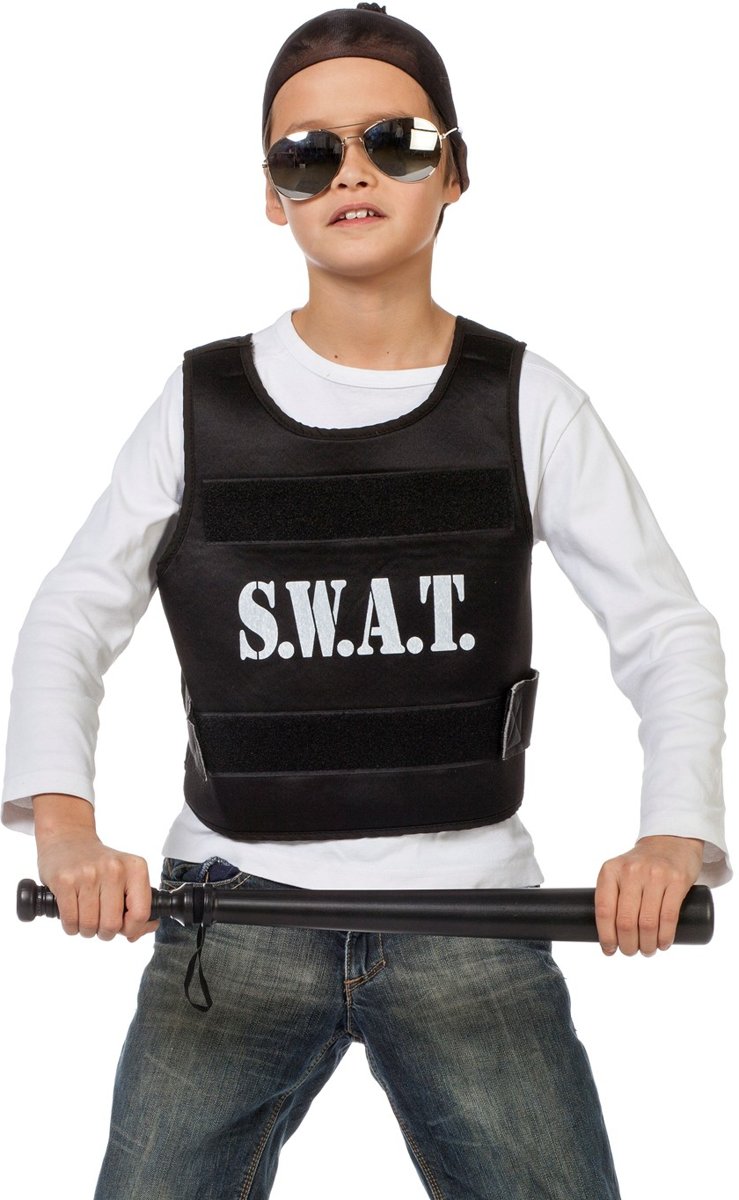 Politie & Detective Kostuum | No Sweat Swat Vest | One Size | Carnaval kostuum | Verkleedkleding